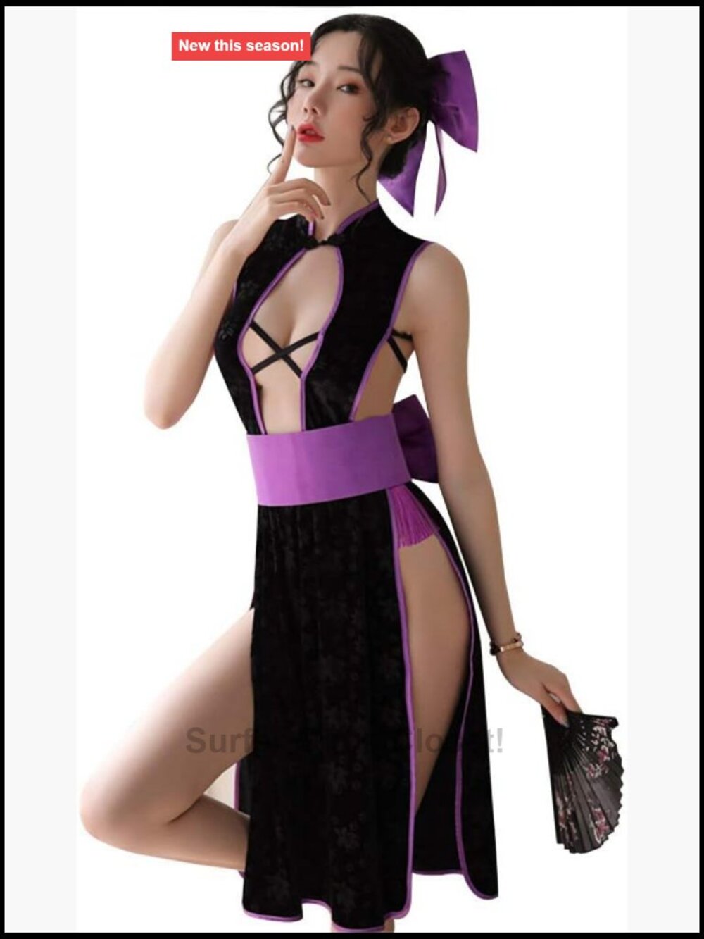 Sexy Cheongsam Split Dress Cross Back Cosplay Costume Sleeveless